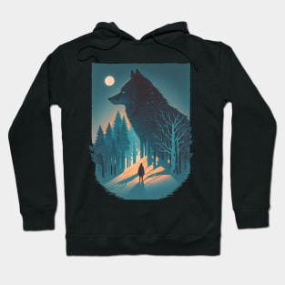 Moonlit Shadow: A Majestic Wolf Under the Full Moon Hoodie